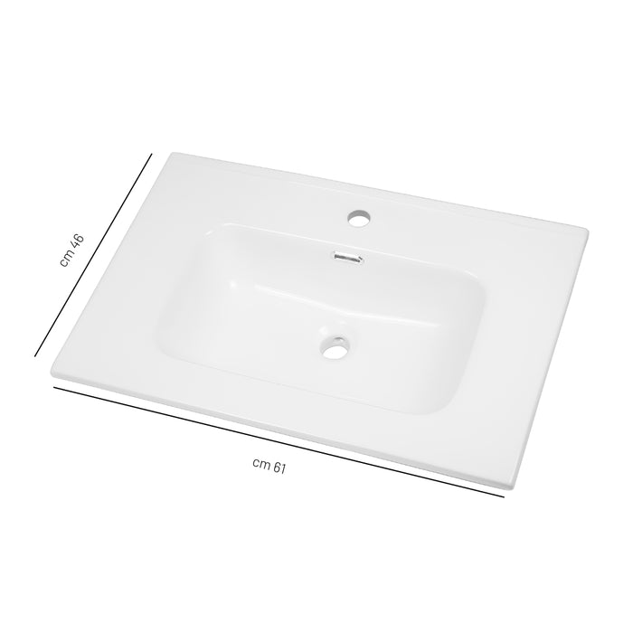 Lavabo ad incasso in ceramica bianco lucido per mobili bagno *** misure 61x46 cm, confezione 1