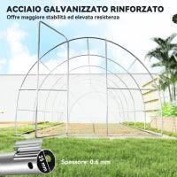 Serra per Orto a Tunnel con Porta e 8 Finestre, Serra da Giardino in PE e Metallo Zincato, per Coltivazaione Piante, 600x300x200cm
