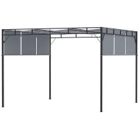 Gazebo a Pergola 3x3m in Acciaio con Tettuccio Scorrevole e 8 Picchetti Inclusi