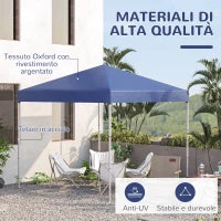 Gazebo Pieghevole e Impermeabile in Tessuto Oxford con Corde e Picchetti, 2.45x2.45x2.45 m, Blu