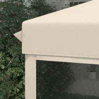 Gazebo Pieghevole Pop-up Impermeabilizzato, Stile Coloniale, con 4 Zanzariere e Sacca per il Trasporto, 3L x 3l x 2,65H m, Beige