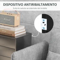 Credenza Moderna con 2 Armadietti e 2 Cassetti con Apertura a Pressione, 79x36x74cm, Nero Lucido