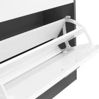 Mobile Appendiabiti da Ingresso a Parete con Specchio, 2 Pannelli a Muro, Mensola e Scarpiera, Grigio e Bianco