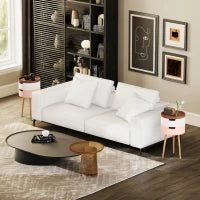 Set 2 Tavolini da Caffè a 3 livelli, con 2 Vani Contenitore e Piano Superiore a Vassoio, Multicolore