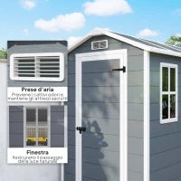 Casetta da Giardino in Resina con Pavimento, Porta con Blocco e Finestra, 1.3 x 1.8 m, Grigio