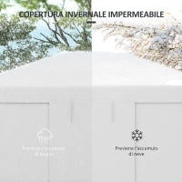 Copertura per Gazebo 3x3 m in PE Impermeabile con Porte a Cerniera e Finestre, Bianco