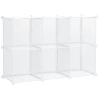 Mobile Scarpiera Modulare Salvaspazio, 6 Cubi in Plastica PP, 65x32x162 cm, Trasparente