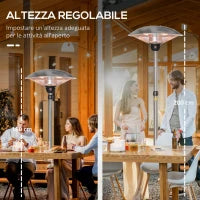 Fungo Riscaldante da Esterno con 3 Temperature e Altezza Regolabile in Acciaio e Alluminio, Argento