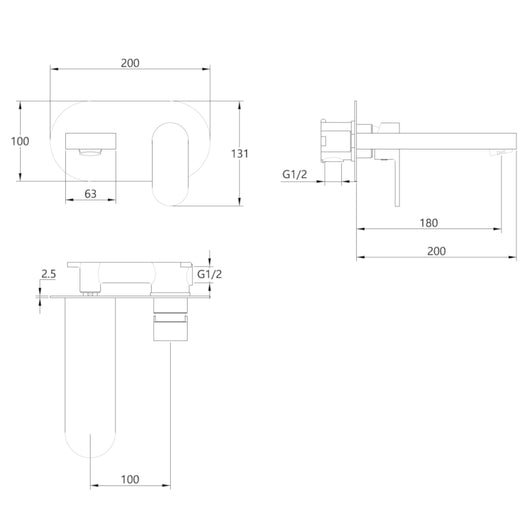 Miscelatore lavabo da parete oceania ad incasso ottone colore cromato bagno *** confezione 1