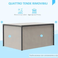 Gazebo Pergola con Tende Laterali e Tetto Apribile in Alluminio e Acciaio, 3x3m, Beige