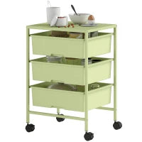 Carrello da Cucina a 4 Livelli, con Ruote, 3 Ceste e Pannello superiore 40,8x33,5x60,5 cm Verde