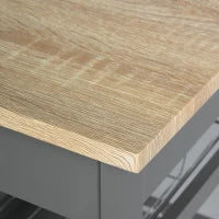 Carrello da Servizio con Cestino e 2 Vassoi Rimovibili, Cassetto e Mensola, in Legno, Rovere Chiaro