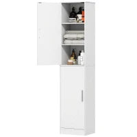 Mobile Colonna Bagno a 2 Armadietti con 6 Ripiani Regolabili, in Legno, 40x35x180 cm, Bianco