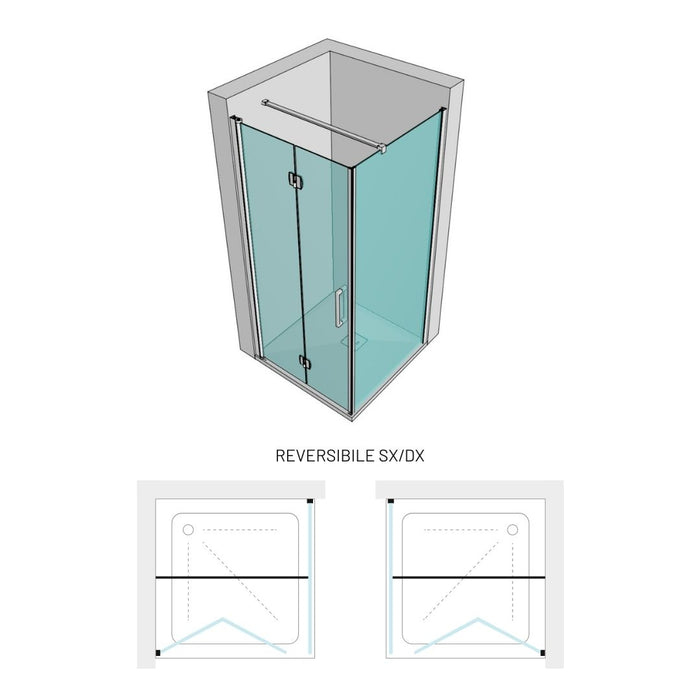 Lato fisso per porta pieghevole edera lf110t 6 millimetri chrome ix box shower *** misure 77-80xh195 cm trasparente, ...