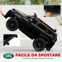 Macchina Elettrica per Bambini a Licenza Land Rover con Fari, Clacson e Cintura,106x65.5x51 cm, Nero