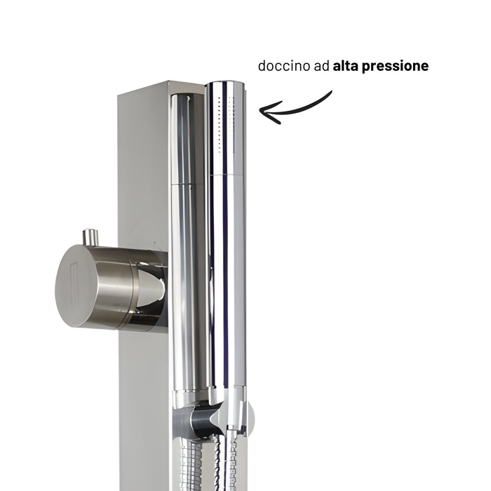 Fontana da giardino a colonna esterno in acciaio inox con cover impermeabile *** modello salice, confezione 1