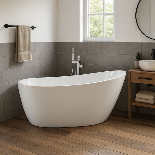 Vasca da bagno freestanding ovale acrilico bianco lucido 3 misure h 72 cm *** misure l150xh72xp80, confezione 1