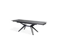 E-STYLO Tavolo allungabile con top  marmo grigio in ceramica e gambe in metallo nero opaco, 90cm X 160/240 cm H. 76cm.