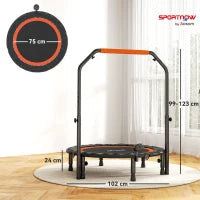 Mini Trampolino Fitness Ø102 cm con Manubrio Regolabile, Trampolino Elastico Pieghevole, Nero