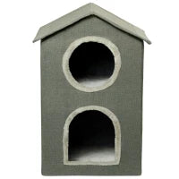 Casetta per Gatti a Due Livelli con Cuscini Lavabili 3 entrate, 42x46x59.5 cm, Grigio