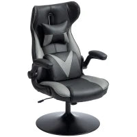 Sedia da Gaming con Funzione Oscillante, Sedia Girevole, Regolabile in Altezza, Seduta Imbottita, in Metallo, 67 x 71 x 112 cm, Grigio