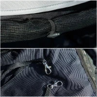 Passeggino per Cani con 2 Finestre a Rete, in Acciaio e Tessuto Oxford, 76x44x103 cm, Nero e Grigio Chiaro