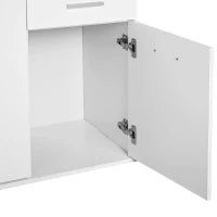 Cassettiera da Ufficio 2 Cassetti 2 Ante con Ripiano Regolabile Legno 71x35x76cm Bianco