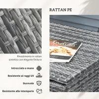 Set da Giardino 4 Pezzi con 2 Divani 2 Posti, Tavolino da Caffè e Tavolino Alto, in Acciaio e Rattan