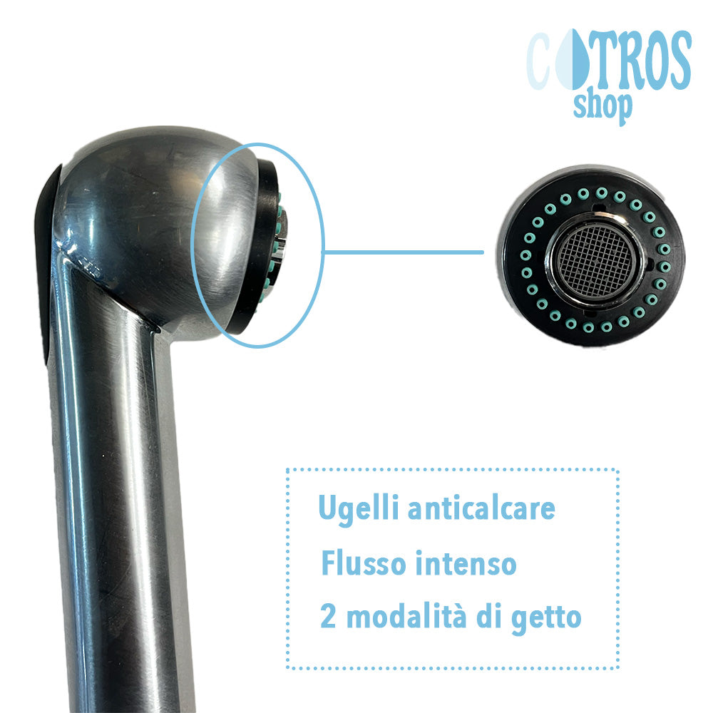 Doccetta monocomando argento lavello cucina spazzolato ricambi rubinetteria