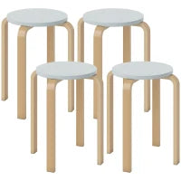 Set 4 Sgabelli Rotondi Impilabili in Legno Grigio, Ø40x45 cm