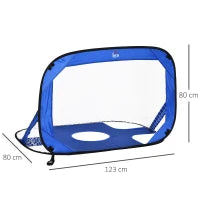 Set di 2 Porte da Calcio per Bambini con Bersaglio Pieghevoli, 123x80x80 cm, Blu