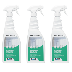 Kit 3 pezzi brill doccia anticalcare protettivo per vetri e ceramiche 750 ml