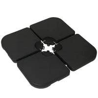 Base per Ombrellone Set 4 Pezzi in HDPE Riempibile con Acqua o Sabbia, 104x104x7.5 cm, Nera