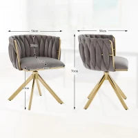 Set da 2 Sedie Girevoli a 180° con Supporto Lombare Ergonomico e Rivestimento Effetto Velluto, 56x50x70 cm, Grigio