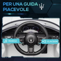 Macchina per Bambini Maserati MC20, Guida Manuale, Telecomando e Fari LED, Età 3-6 Anni, Bianco