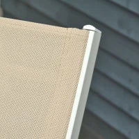 Lettino Prendisole con Schienale Reclinabile, in Alluminio e Textilene, 169x65x102 cm, Beige e Bianco