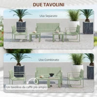 Set da Giardino 5 Pezzi a Doghe con Divanetto, 2 Poltroncine e 2 Tavolini in Polipropilene Verde