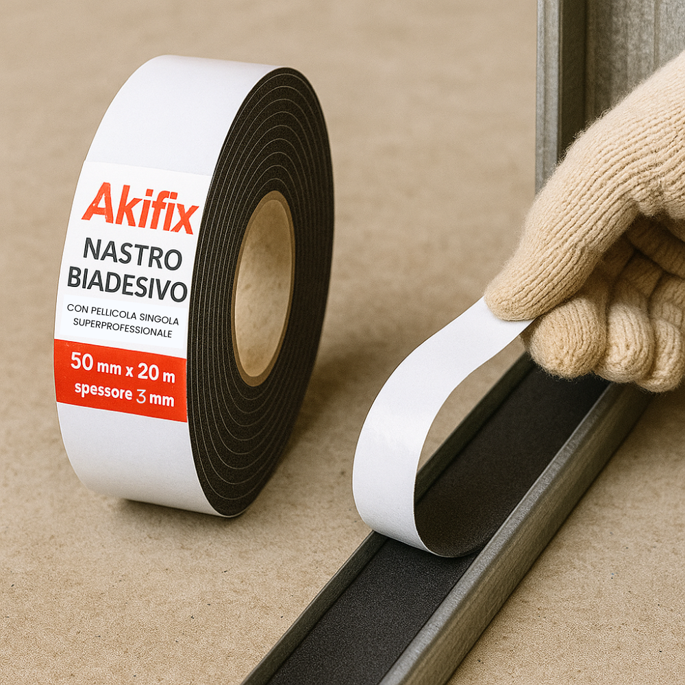 Nastro biadesivo cartongesso pellicola singola superprofessionale spessore 3 mm *** misure 50 mm x 20 m, confezione 1