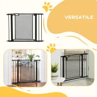 Cancellino per Cani Estensibile a Pressione con Chiusura Automatica, in Acciaio e ABS, 75-103x76 cm, Nero