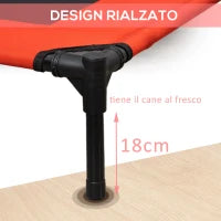 Lettino per Cani Grandi Rialzato con Tessuto a Rete, Peso Massimo 30kg, 91.5x76.2x18 cm, Rosso