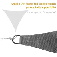 Tenda da Sole Triangolare Anti-UV e Traspirante con Ganci a D, in HDPE, 5x5x5 m, Bianca e Blu