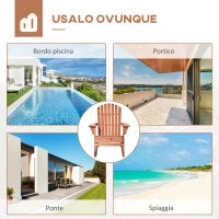 Sedia Adirondack in Legno, Sedia a Dondolo per Giardino ed Esterni Impermeabile, 77x94x97cm Teak