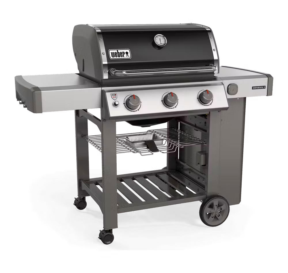 Weber barbecue a gas gpl genesis e-310 gbs acciaio nero con ruote girevoli