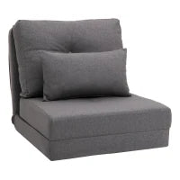 Divano da Pavimento Materasso Pieghevole, Design 2-in-1, Cuscino Rimovibile, 60 x 80 x 56 cm, Grigio Scuro