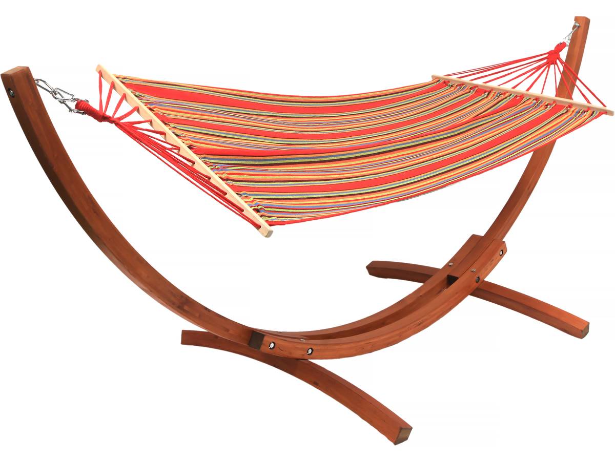 Amaca di legno con tela di cotone "Dallas" - 3 m - Rosso misto