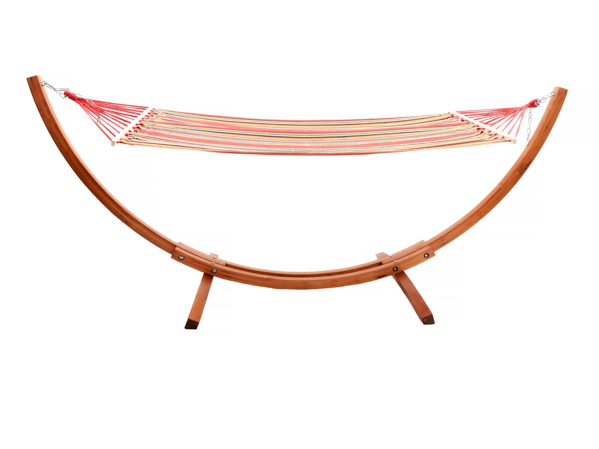 Amaca di legno con tela di cotone "Dallas" - 3 m - Rosso misto