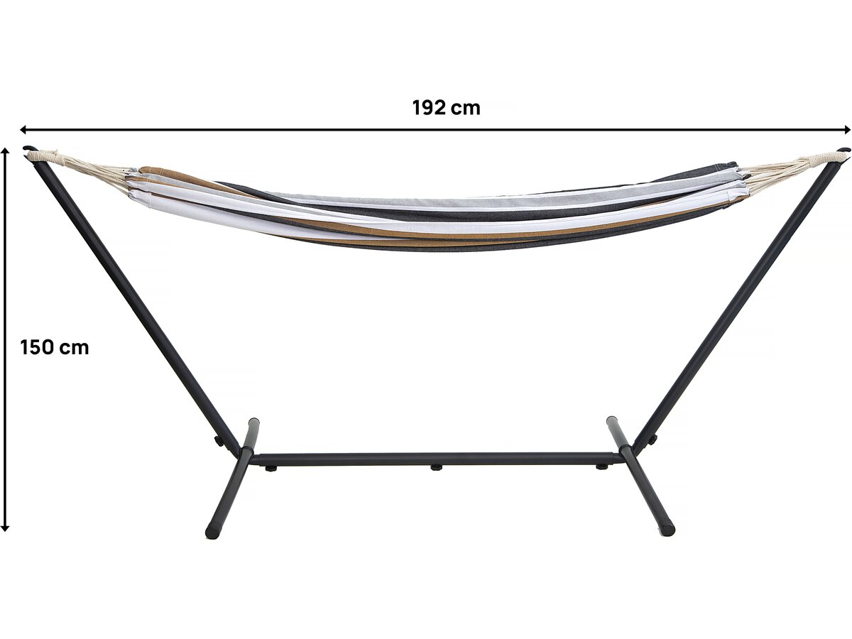 Amaca con supporto in metallo 150 x 200 cm- Marrone e bianco