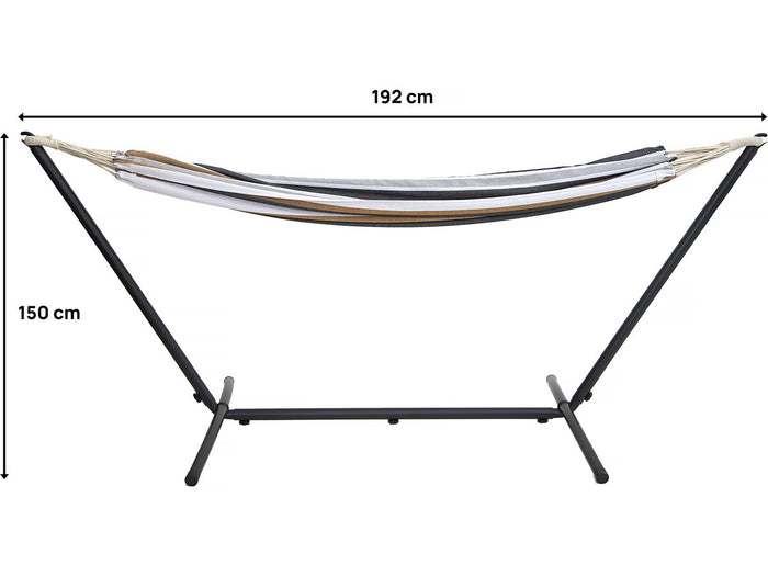 Amaca con supporto in metallo 150 x 200 cm- Marrone e bianco