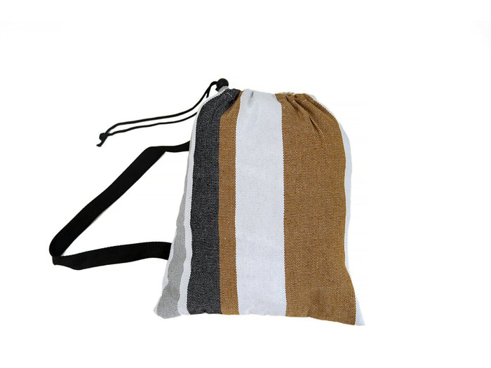 Amaca con supporto in metallo 150 x 200 cm- Marrone e bianco