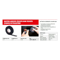 Nastro adesivo 19mm x 10 mt vellutato in tessuto di poliestere per raggruppare e fissare fasci di cavi